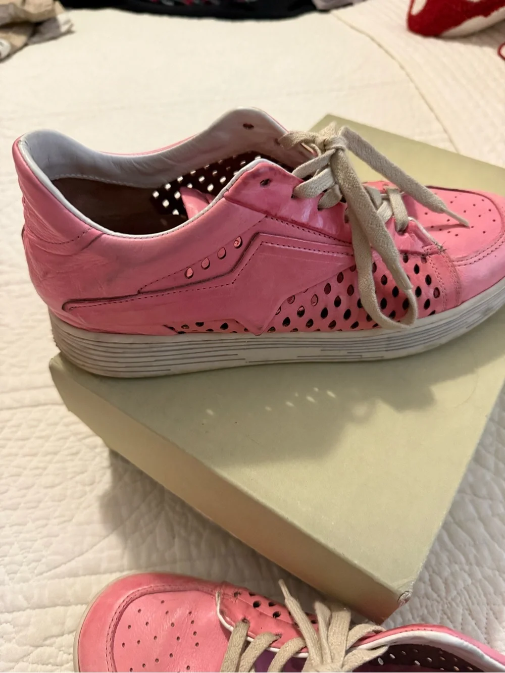 A.S. 98 Women's Pink Leather Casual Lace-Up Sneakers size 41